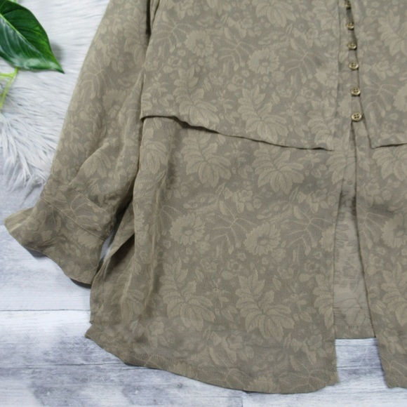 FRANCESS RITA Vintage Sheer Layered Floral Button Front Blouse Tunic Size 10 - Picture 8 of 13